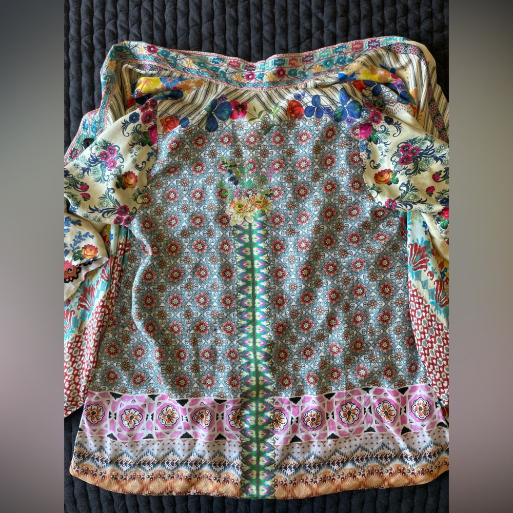 JOHNNY WAS Claret Reversible Silk Kimono with POCKETS! Silk! - Picture 11 of 17